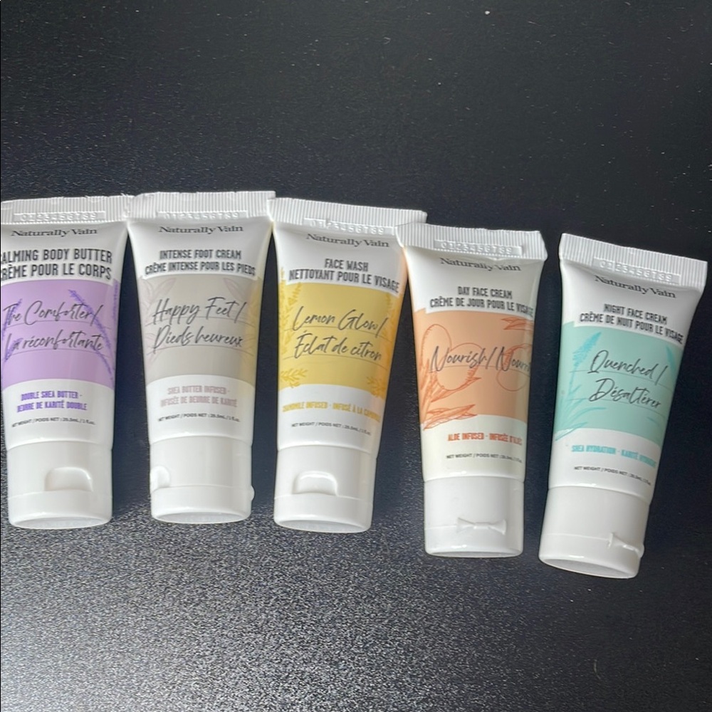 New!! Naturally Vain Bath & Body Cream 5 Piece Travel Set